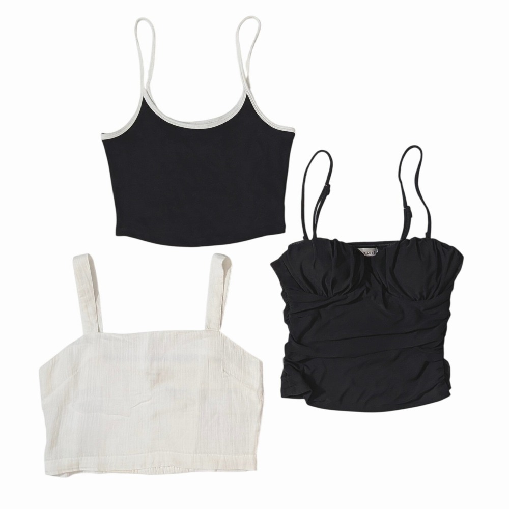 3pc Crop Top Bundle Old Navy Rip Curl Madden Girl Black White Basics Size Small‎